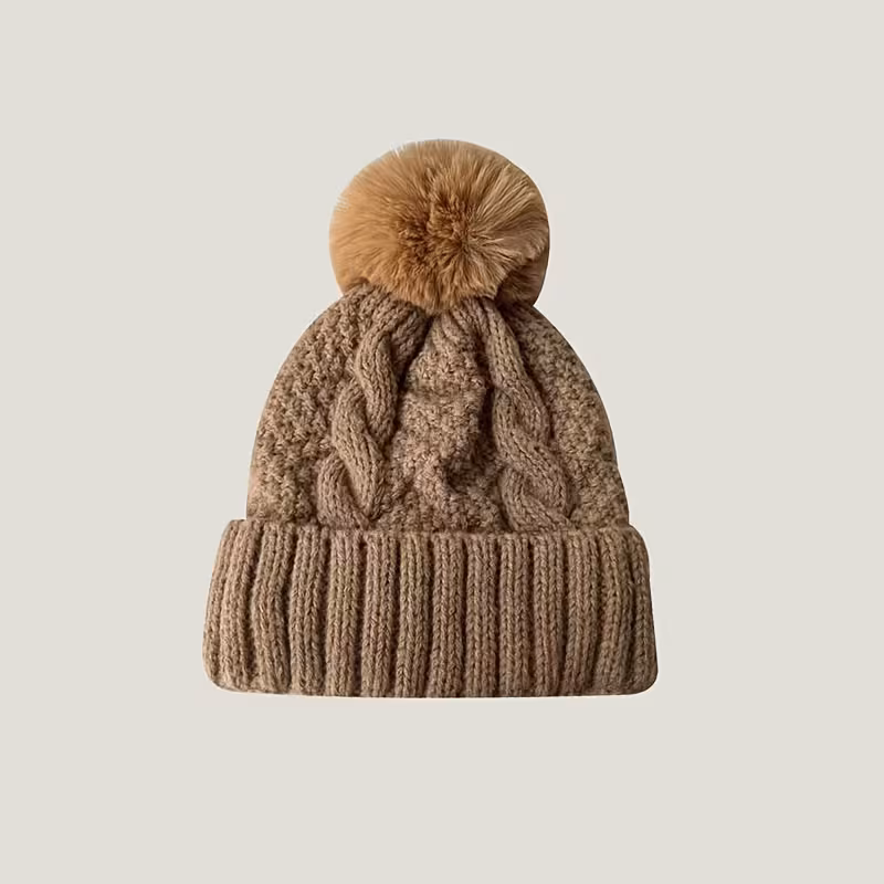 Czapka damska Cozy Pompon Camel